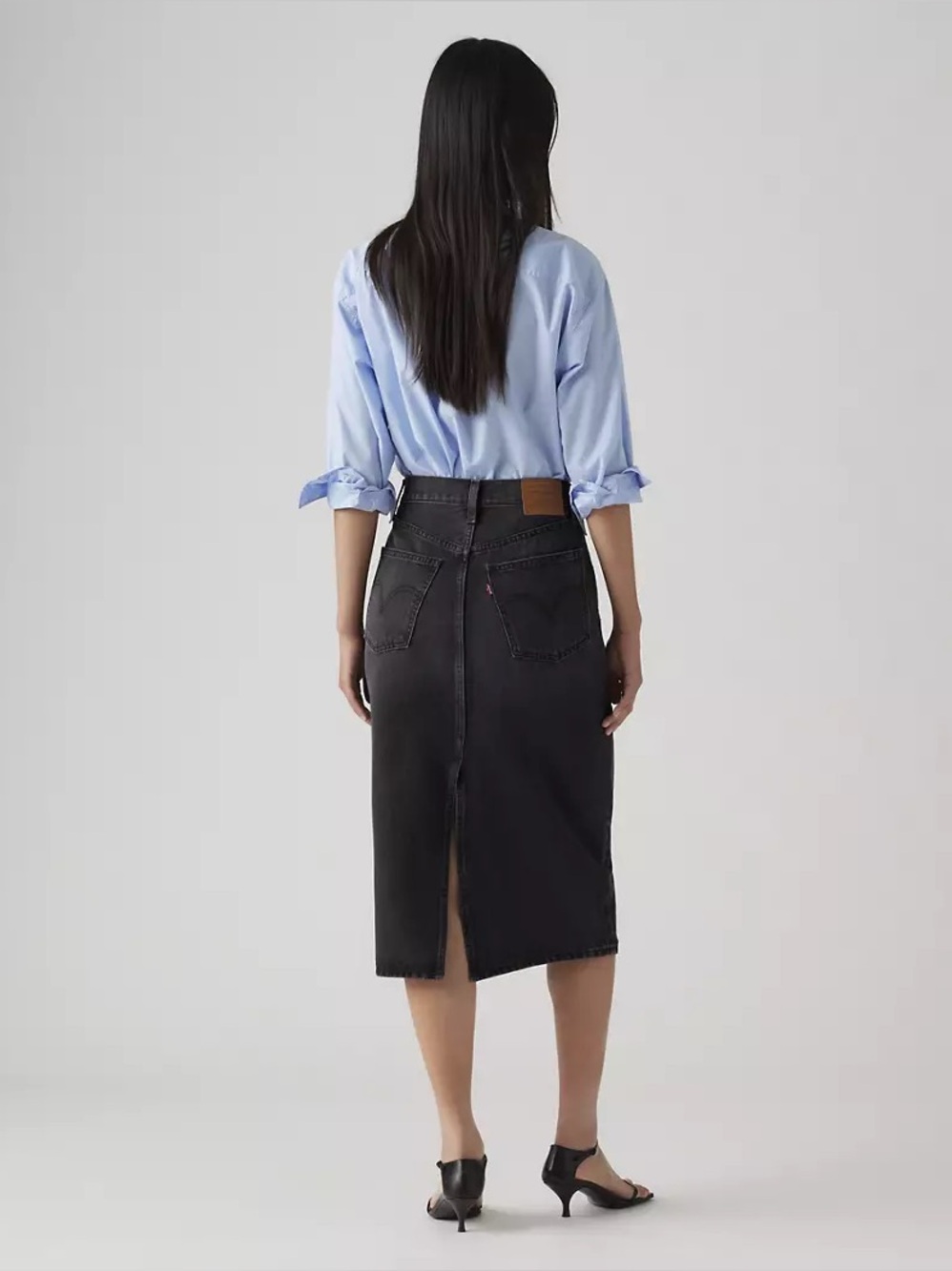 LEVIS NWT high rise slit midi skirt -heather gray Medium/29 - Picture 5 of 8
